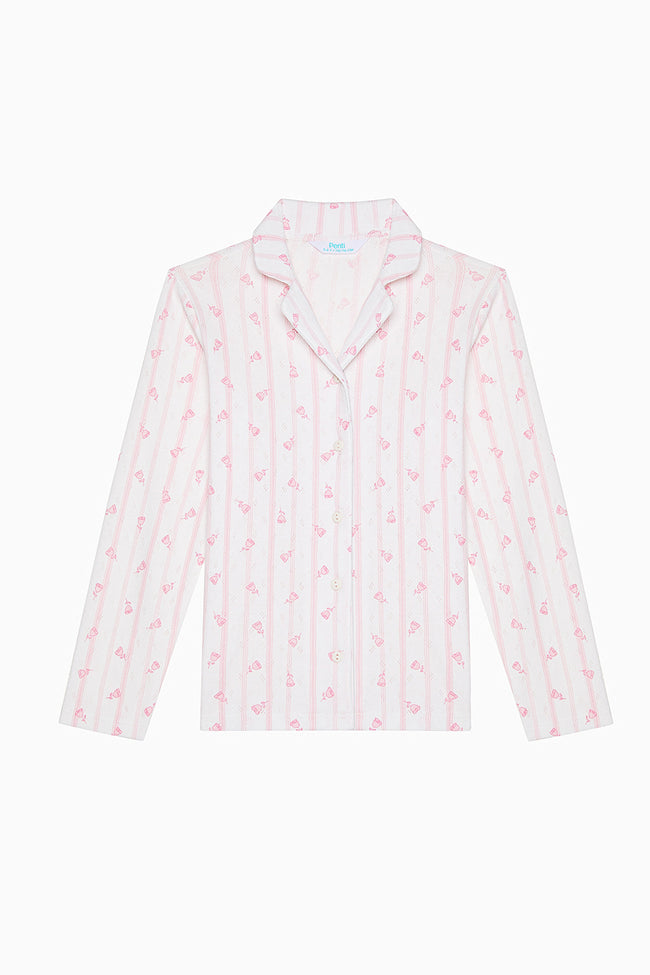 Girl Roses Shirt Off White Pajama Set Main Image