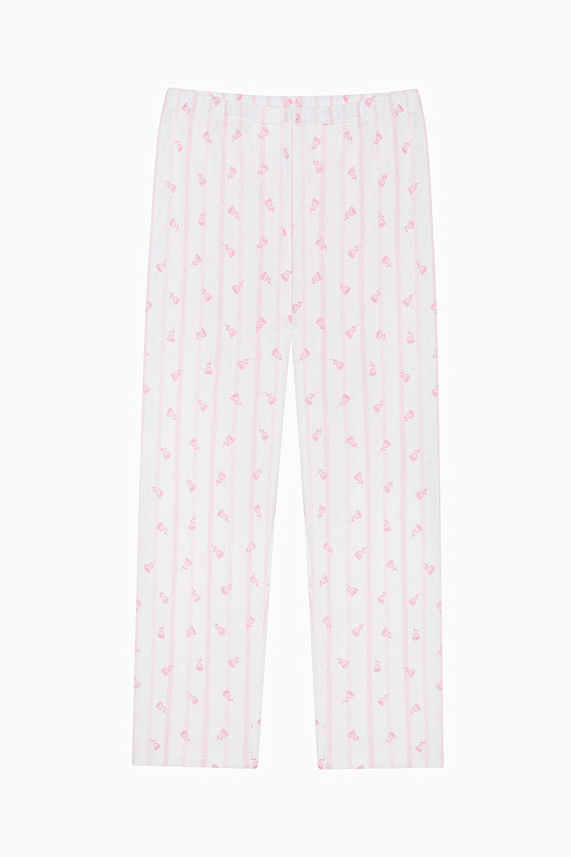 Girl Roses Shirt Off White Pajama Set