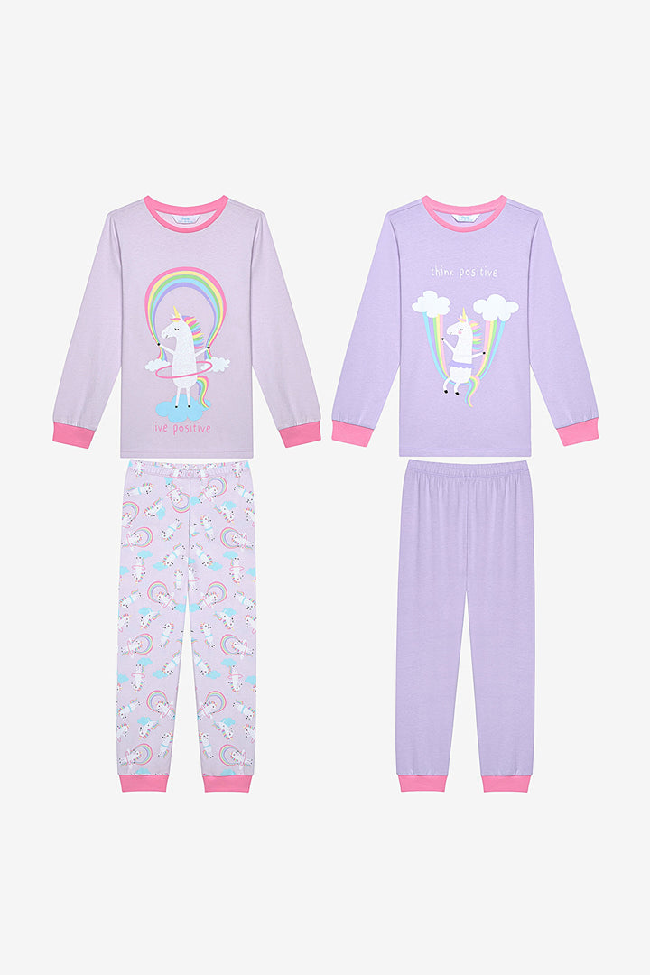 Cotton Girls Playful Unicorn 2-Piece Multicolored Pajama Set