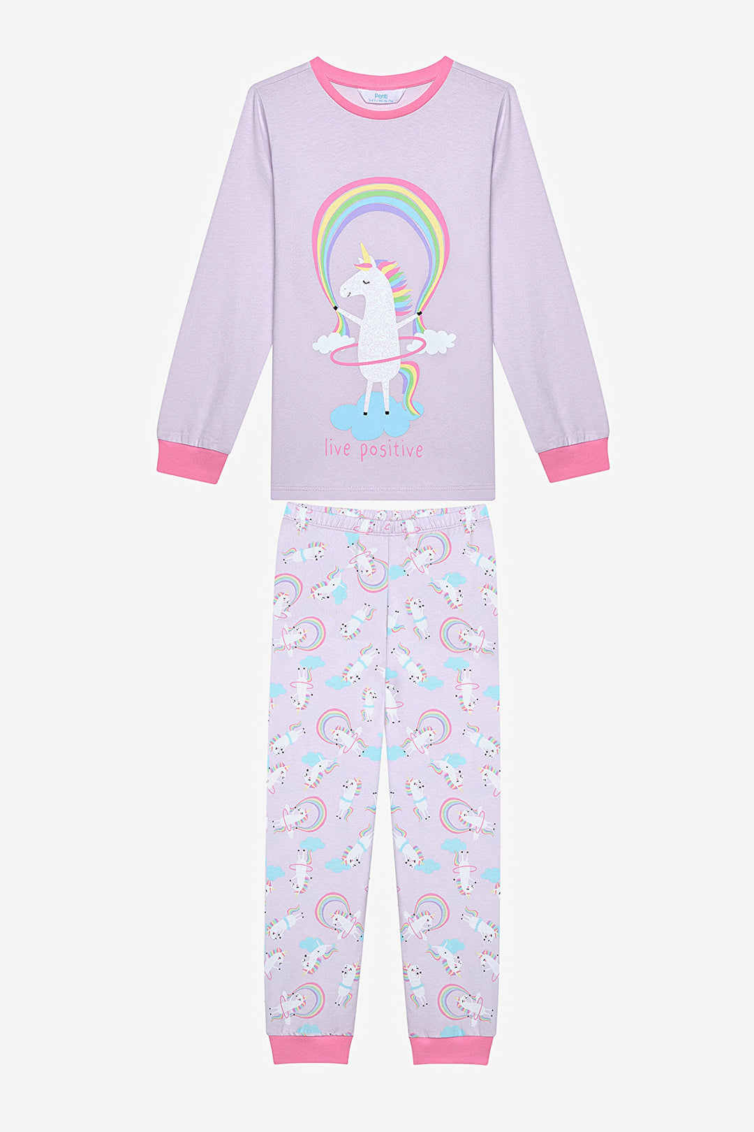 Cotton Girls Playful Unicorn 2-Piece Multicolored Pajama Set