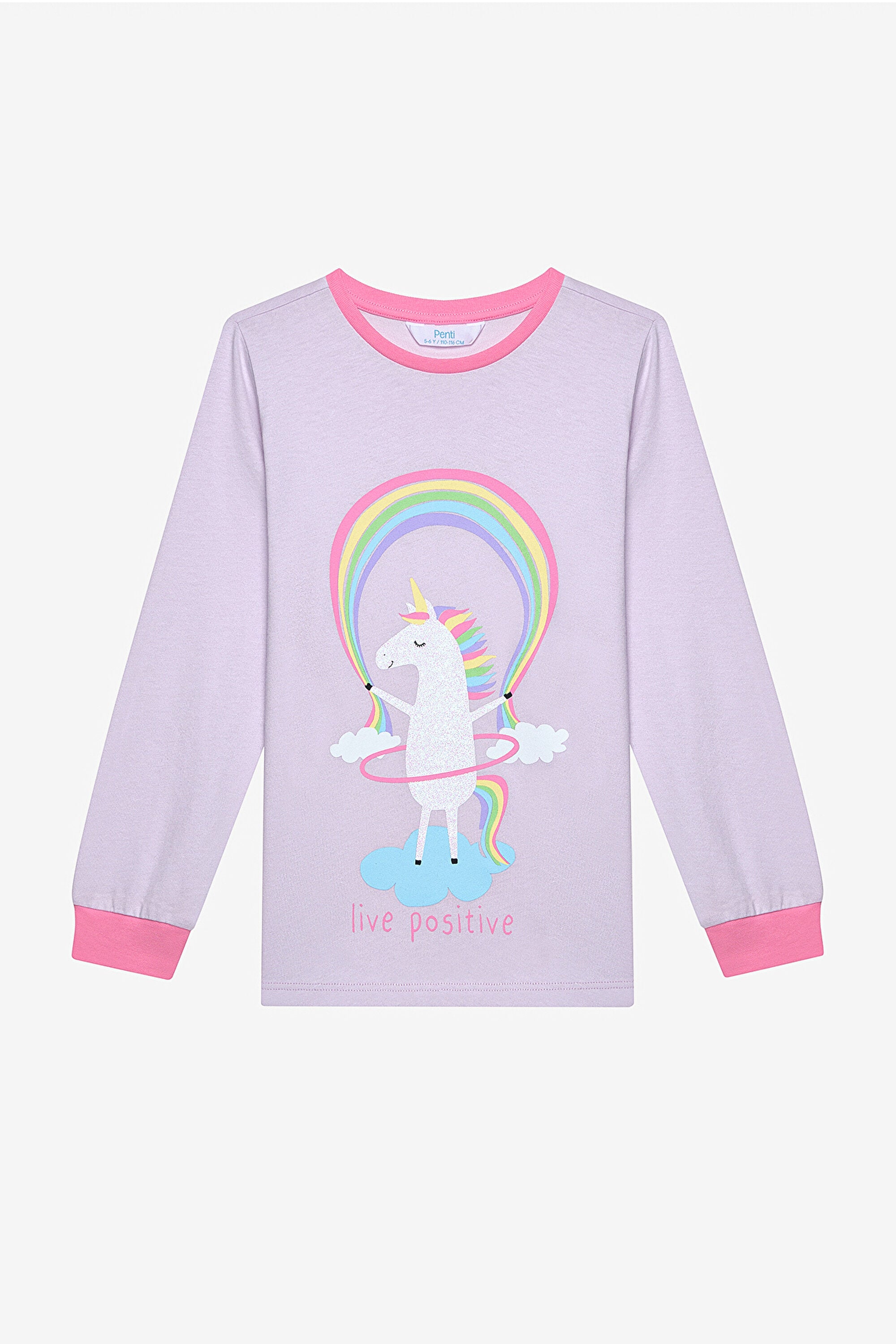 Cotton Girls Playful Unicorn 2-Piece Multicolored Pajama Set
