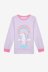 Cotton Girls Playful Unicorn 2-Piece Multicolored Pajama Set