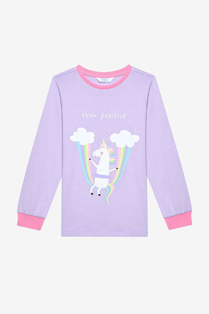 Cotton Girls Playful Unicorn 2-Piece Multicolored Pajama Set