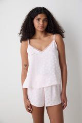 Pink Heart Satin Shorts Pajama Set - Penti Loves Paris Collection