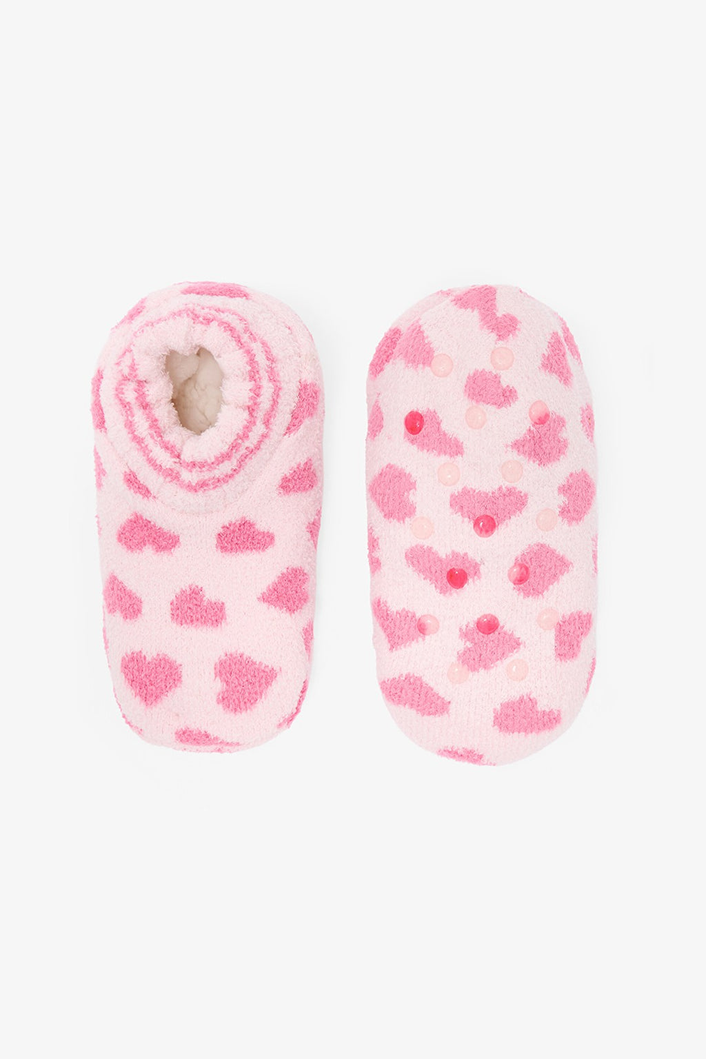 Pink Girls Heart Bear Patterned Non-Slip House Slippers