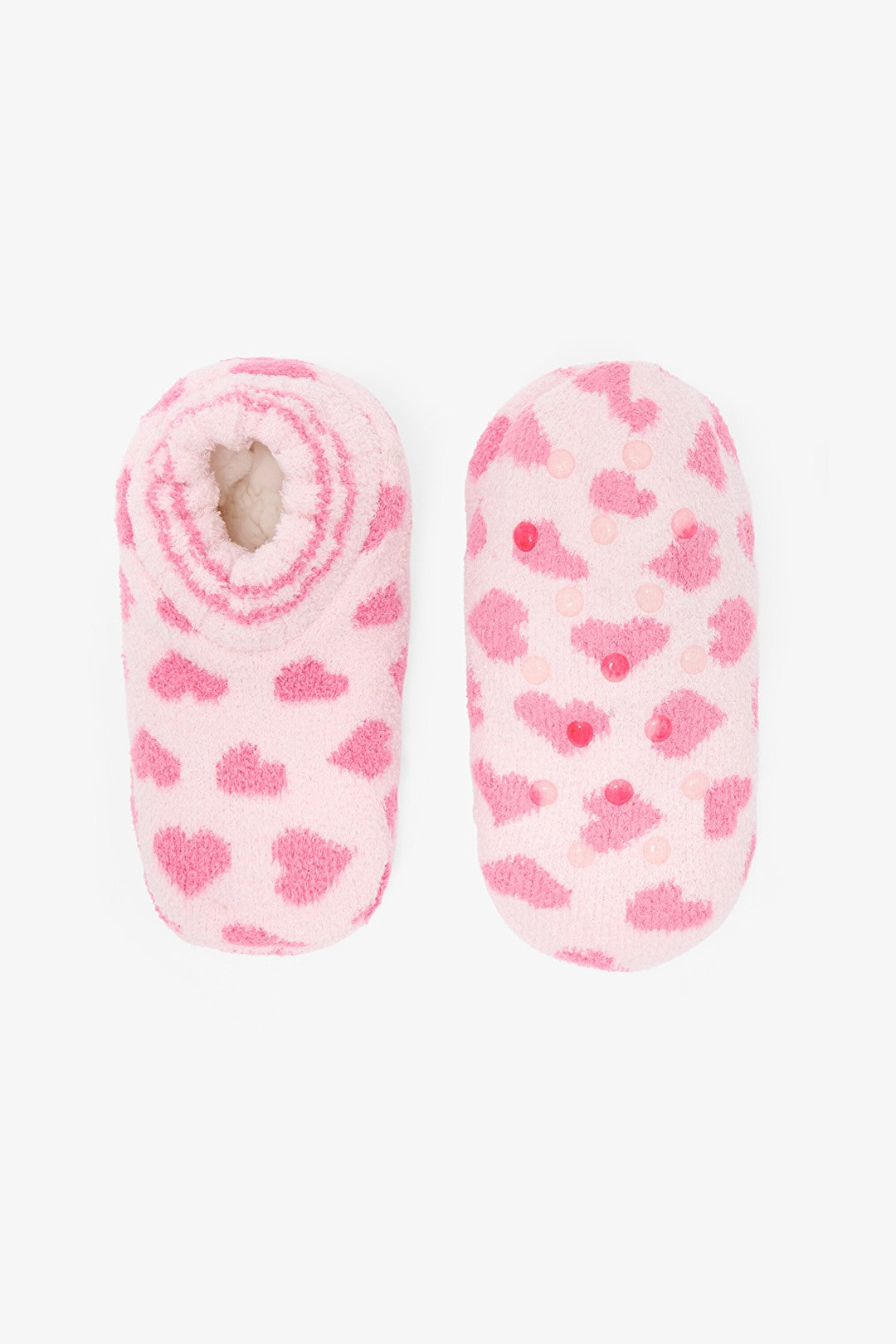 Pink Girls Heart Bear Patterned Non-Slip House Slippers