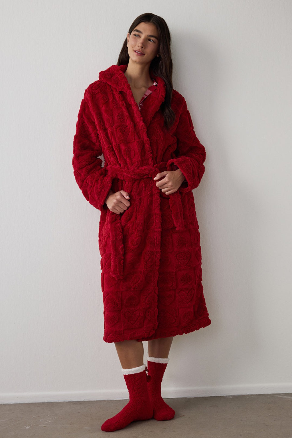 Red Good Mood Hooded Robe