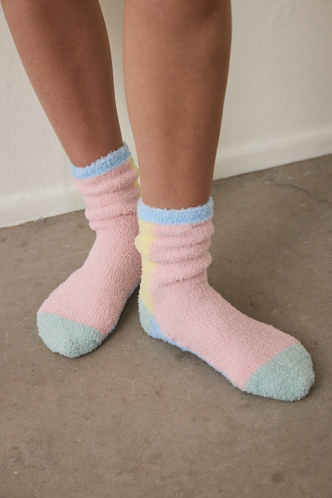 Pink Striped Embroidered Ankle Socks Hover Image