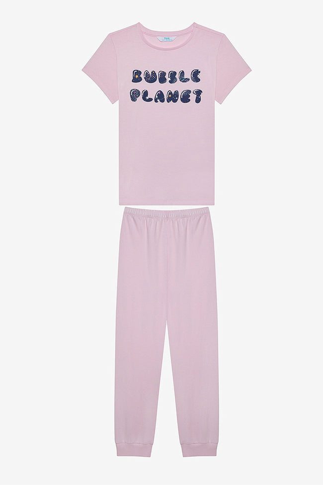 Girls Bubble 2-Piece Multicolored Pajama Set Main Image