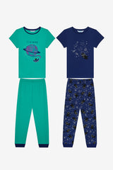 Boy Cat Galaxy 2-Piece Multicolored Pajama Set