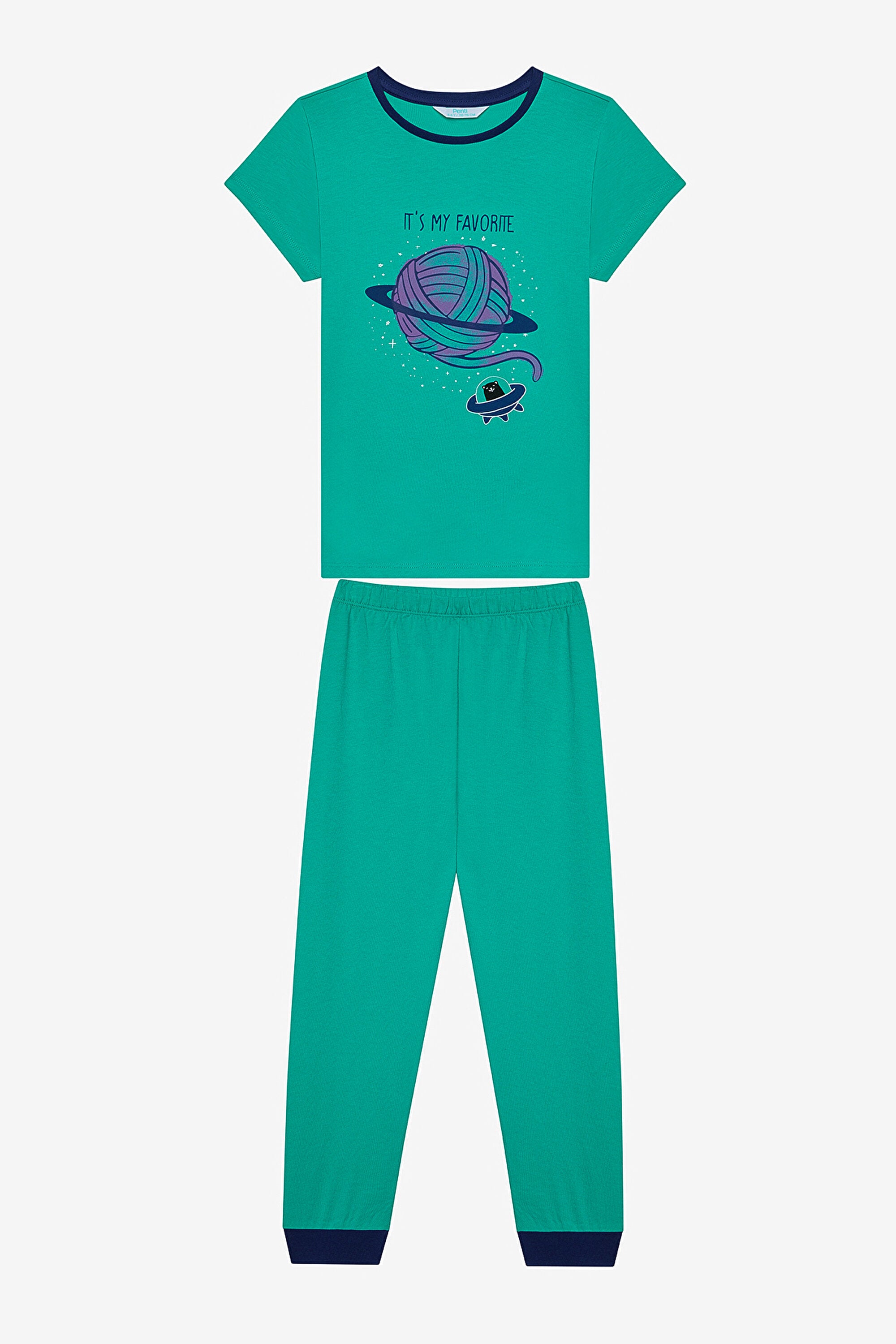 Boy Cat Galaxy 2-Piece Multicolored Pajama Set