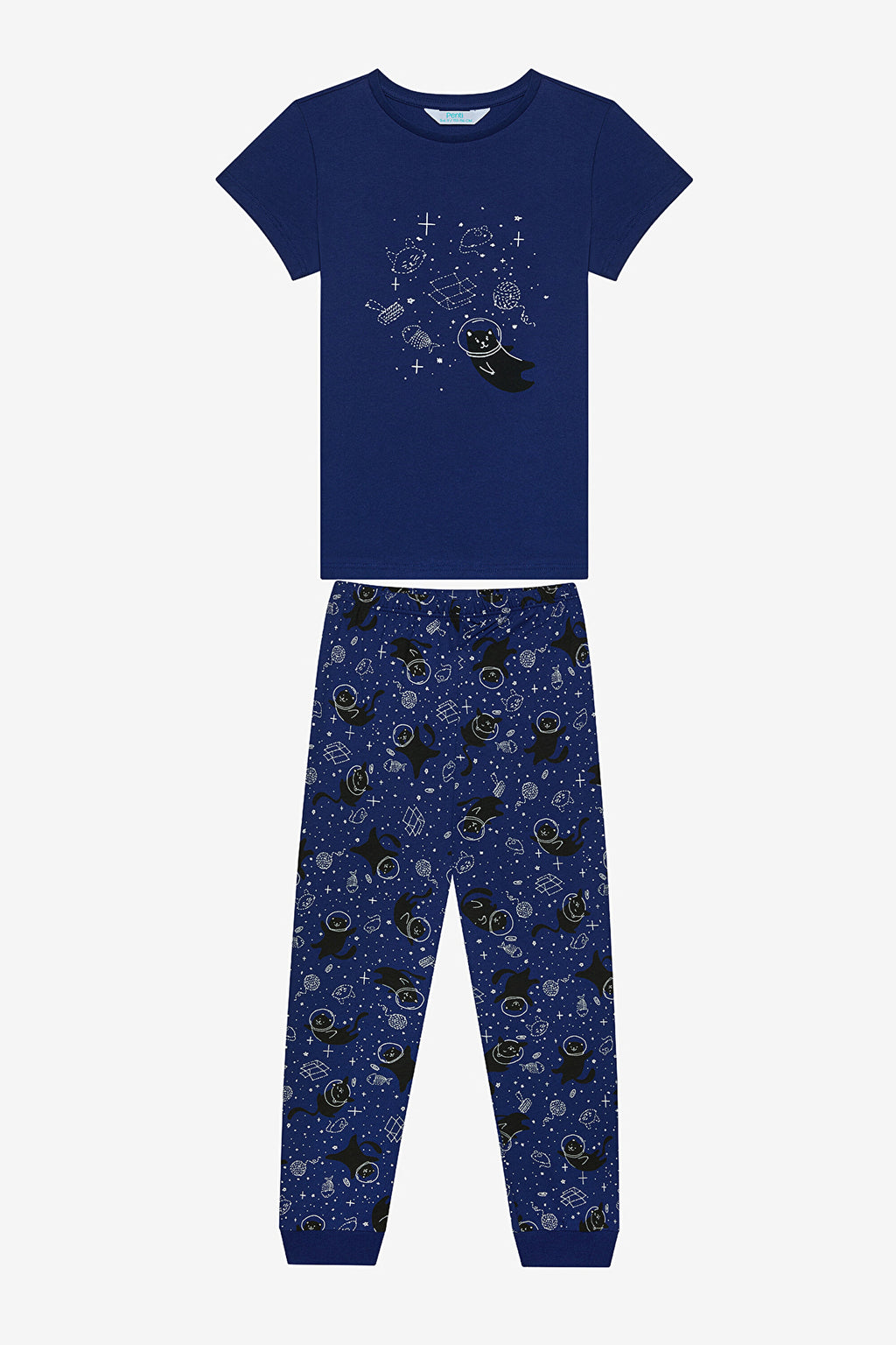 Boy Cat Galaxy 2-Piece Multicolored Pajama Set