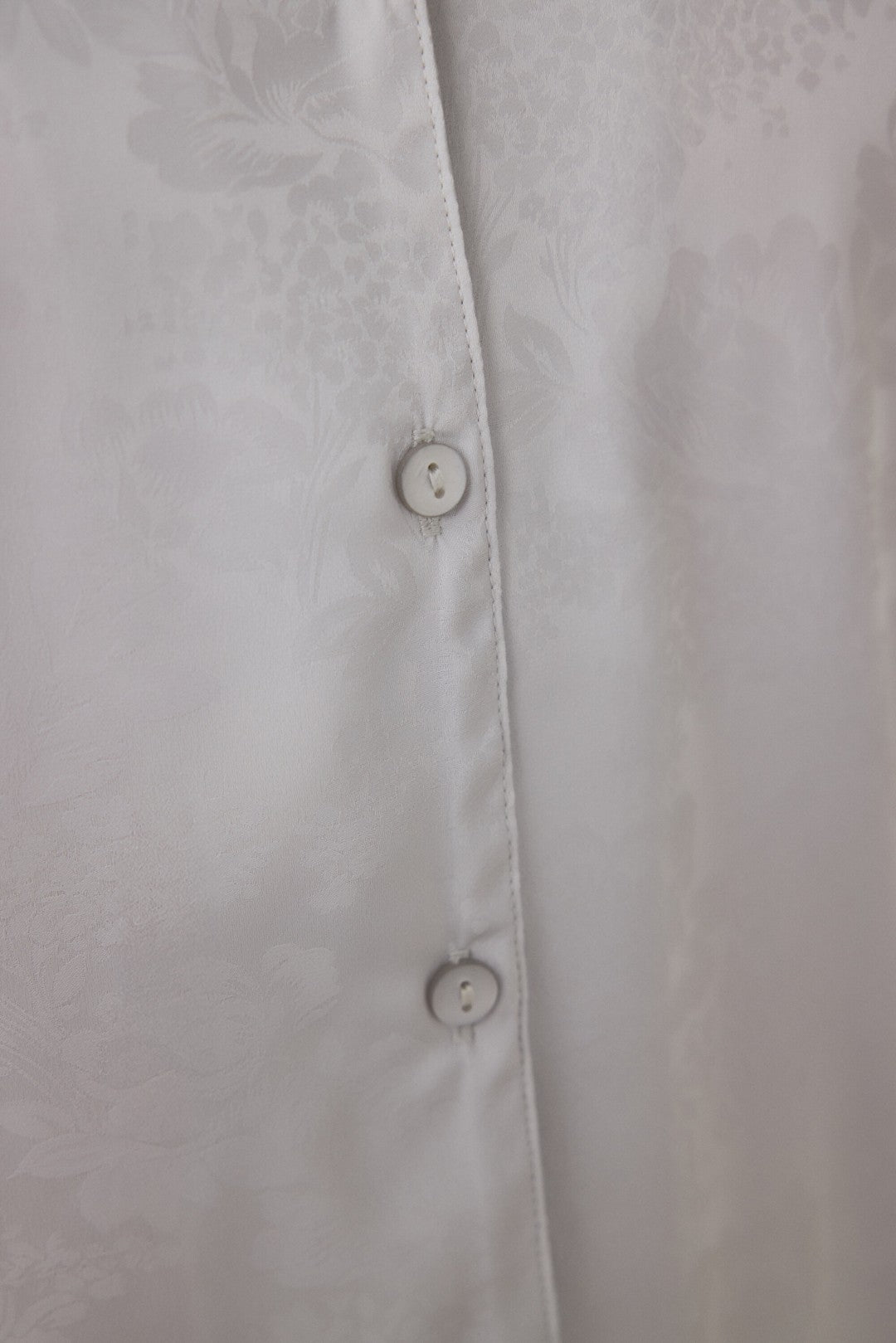 Light Grey Roses Satin Long-Sleeve Shirt Collar Pajama Set