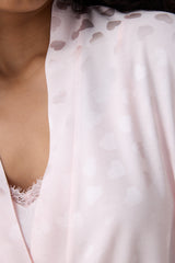 Pink Heart Satin Dressing Gown - Penti Loves Paris Collection