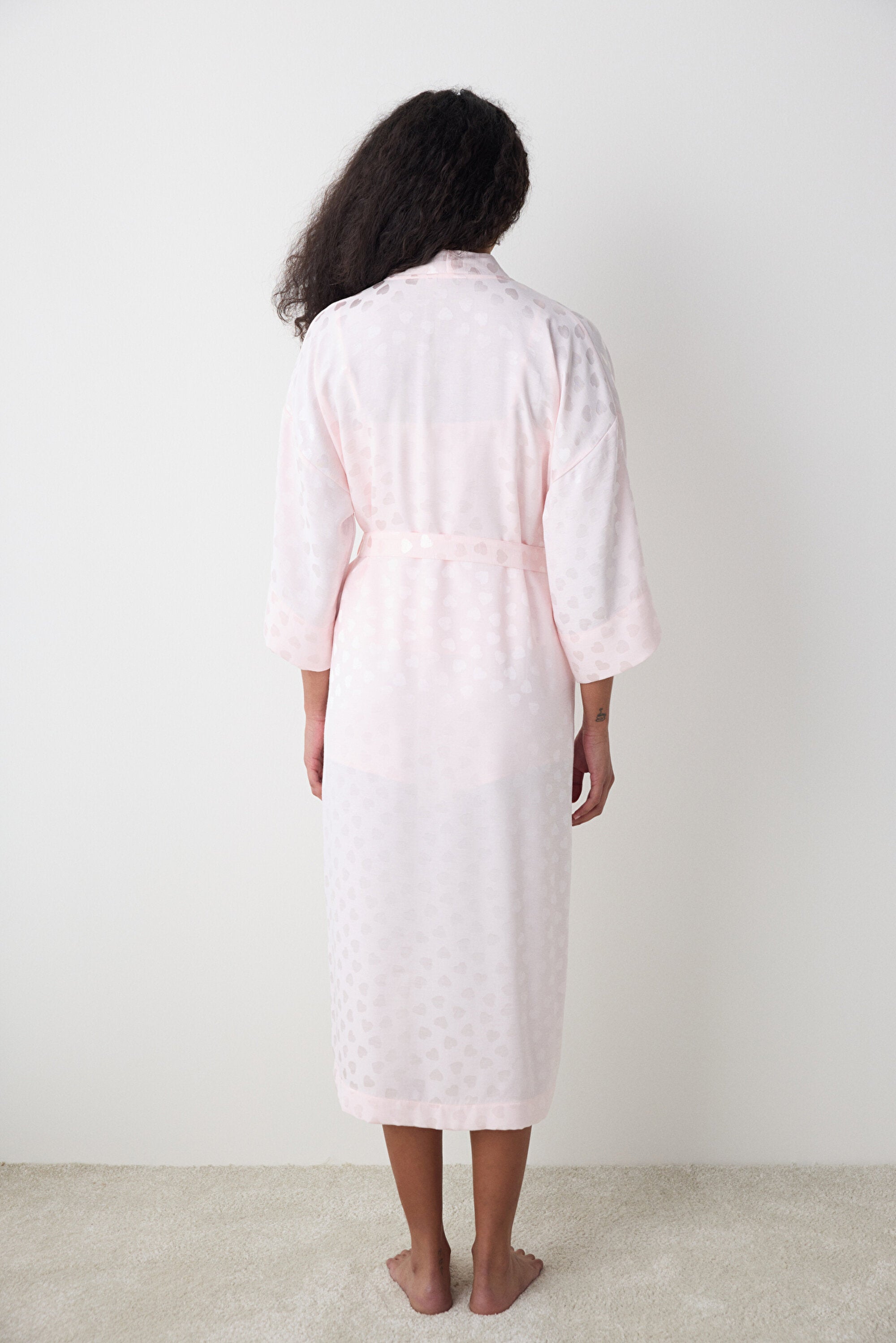 Pink Heart Satin Dressing Gown - Penti Loves Paris Collection