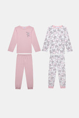 Cotton Girls Bunnies Multicolored 2-Piece Pajama Set