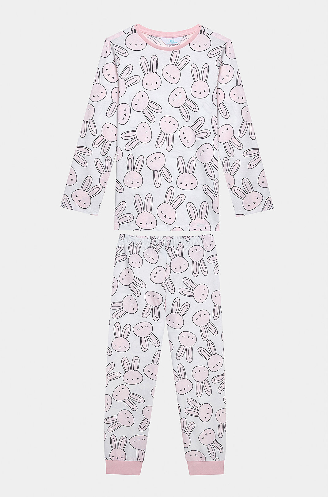 Cotton Girls Bunnies Multicolored 2-Piece Pajama Set