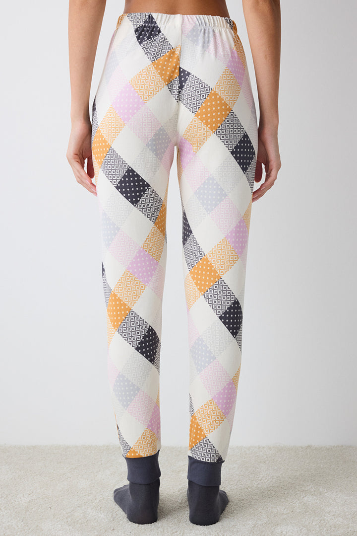 Colorful Gingham Thermal Multicolored Pants Pajama Bottoms