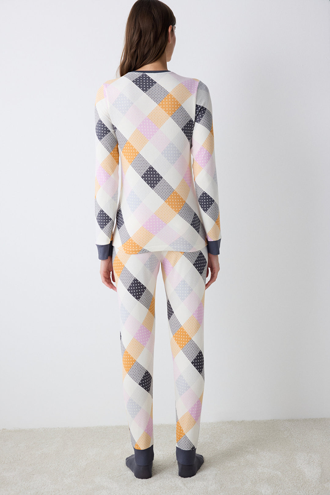 Colorful Gingham Thermal Multicolored Pants Pajama Bottoms