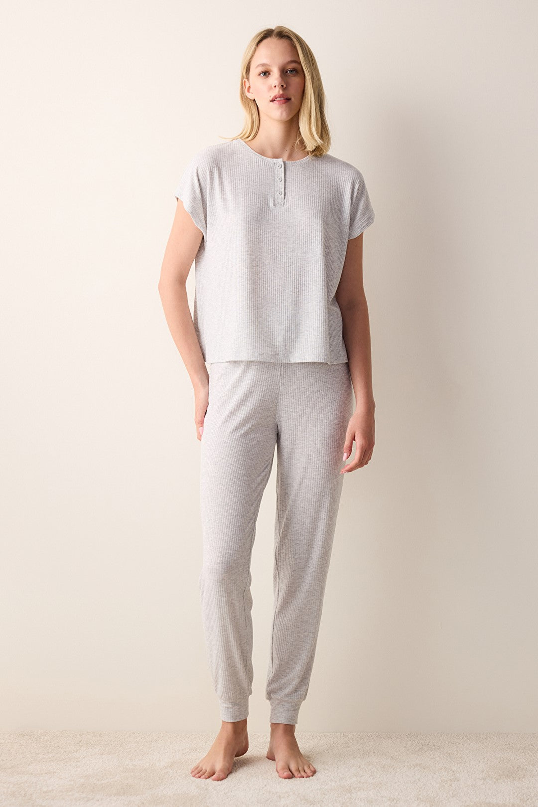 Mia Grey Light Grey Pants Pajama Set