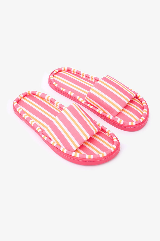 Mara Striped Off White Slippers Main Image