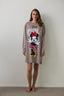 Dark Beige Just Chill Mickey Mouse Printed Cotton Long Sleeve Nightgown