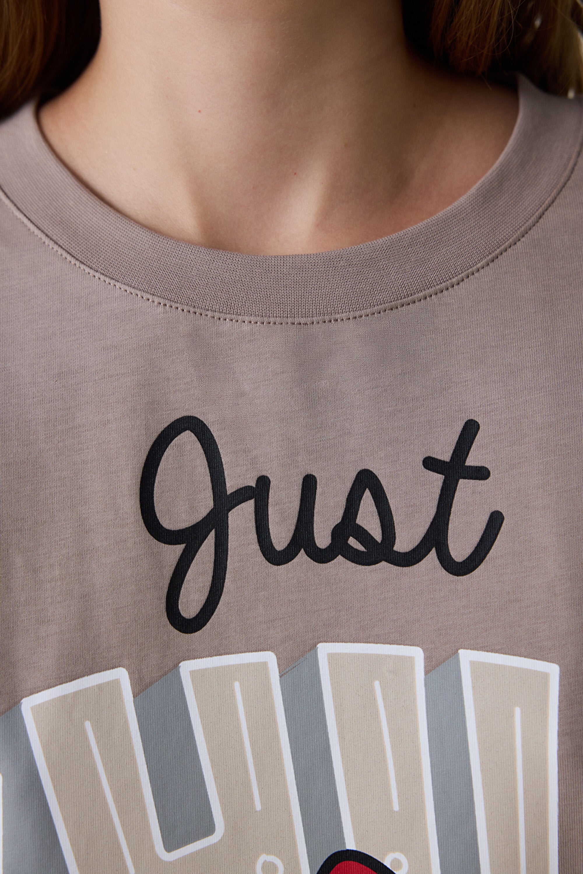 Dark Beige Just Chill Mickey Mouse Printed Cotton Long Sleeve Nightgown