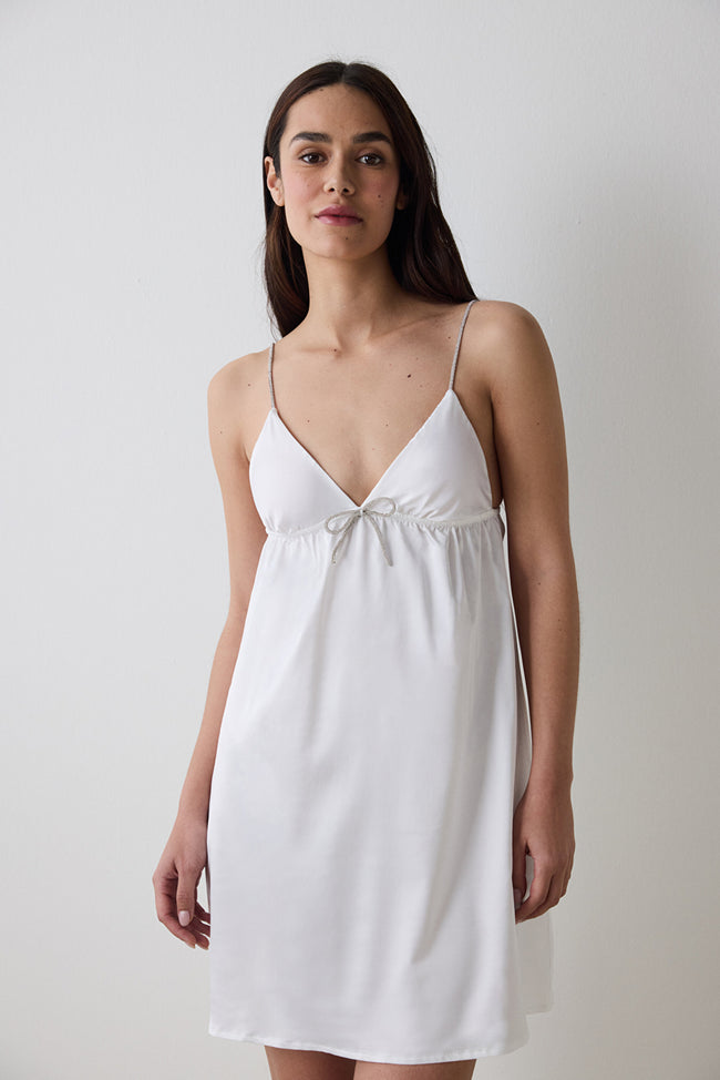Bridal Delicate Satin Off White Nightgown Hover Image