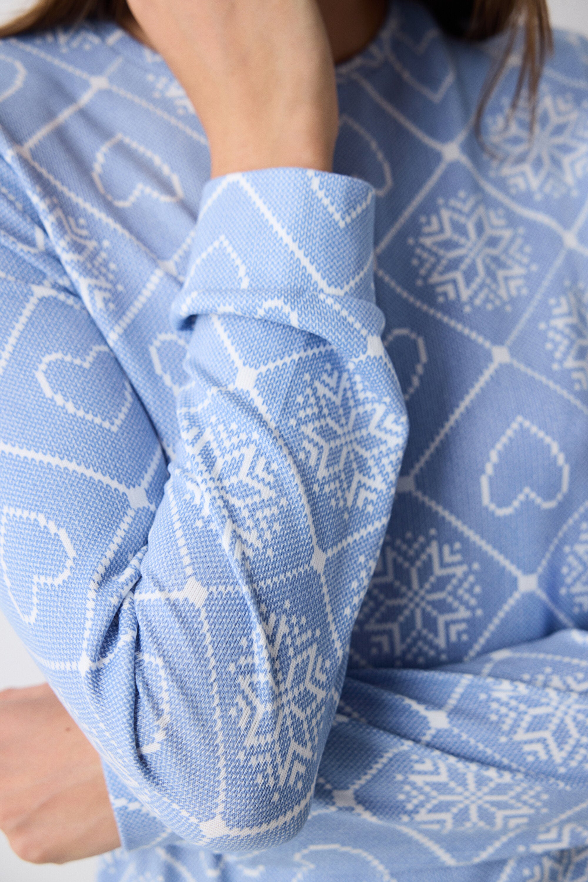Winter Love Thermal Blue Pants Pajama Set