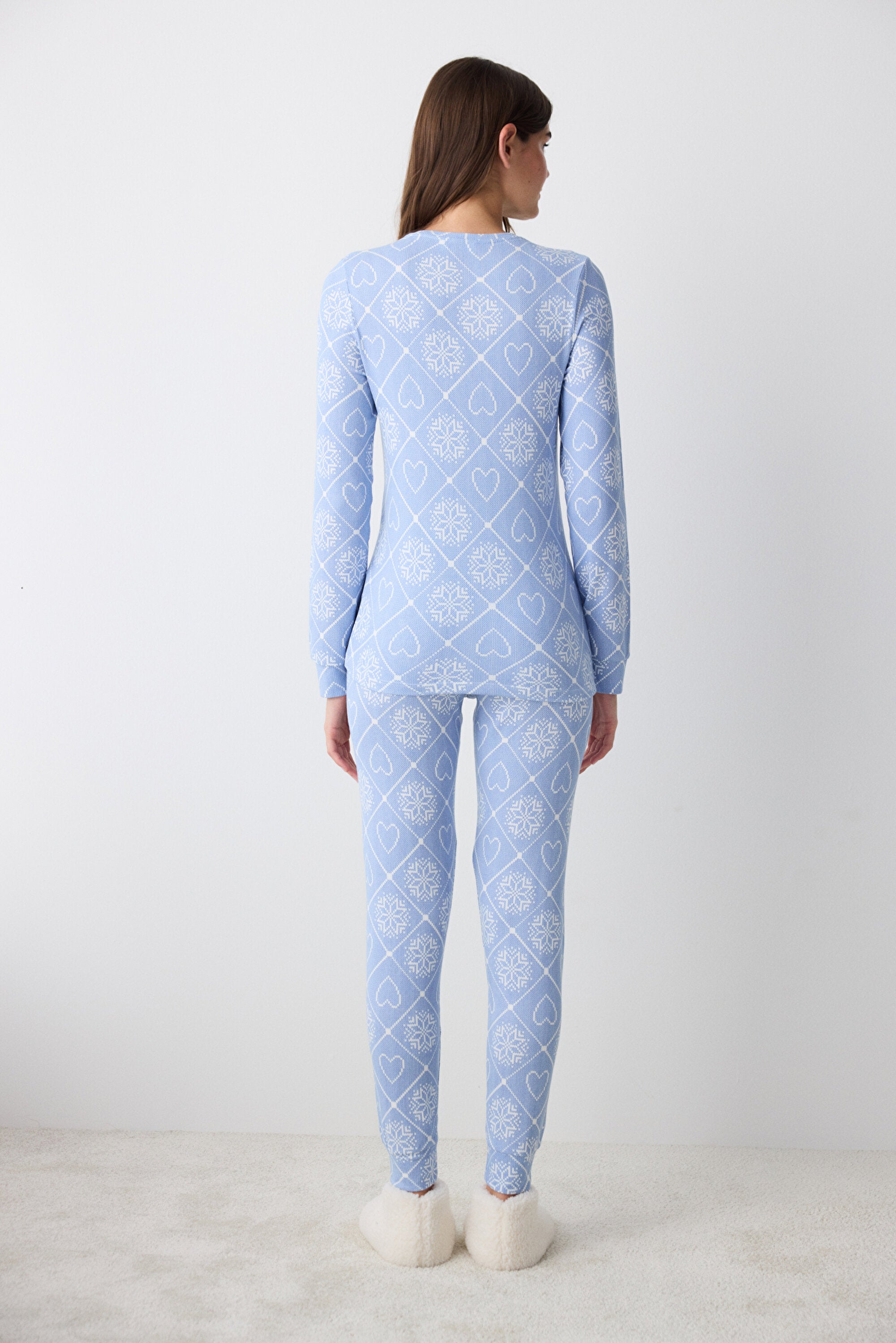 Winter Love Thermal Blue Pants Pajama Set
