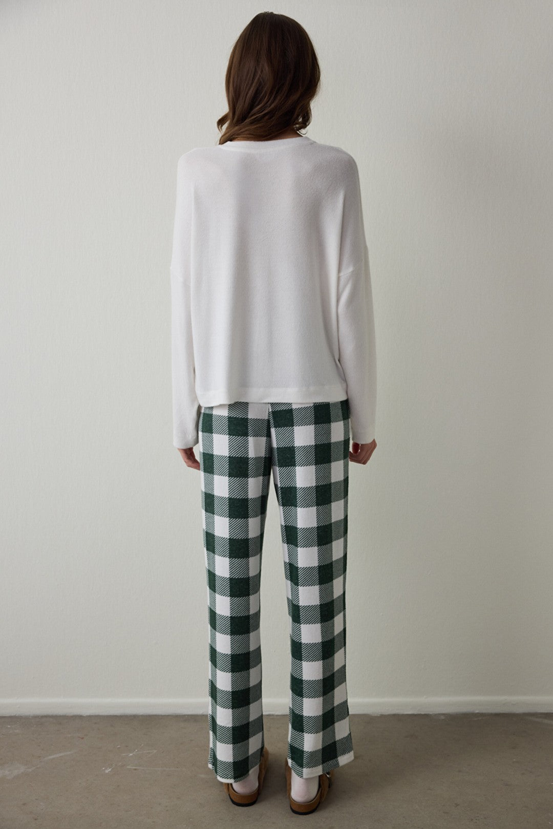 Off-White With Love Slogan Print Thermal Sweatshirt Pajama Top