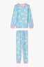 Light Blue Girls Unicorn Patterned Pajama Set
