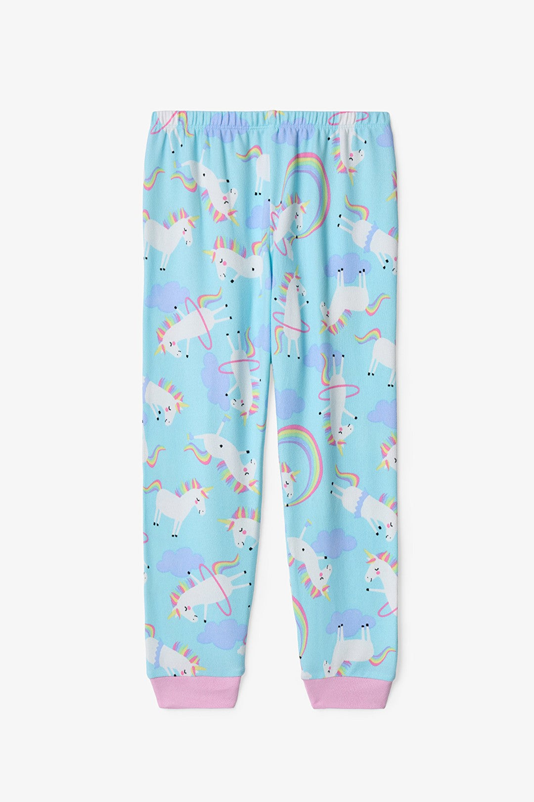 Light Blue Girls Unicorn Patterned Pajama Set