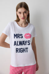 Always Right Pants Optic White Pajama Set - Penti Loves Paris Collection