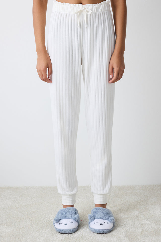 Warm Hearts Rib Off White Trousers Hover Image