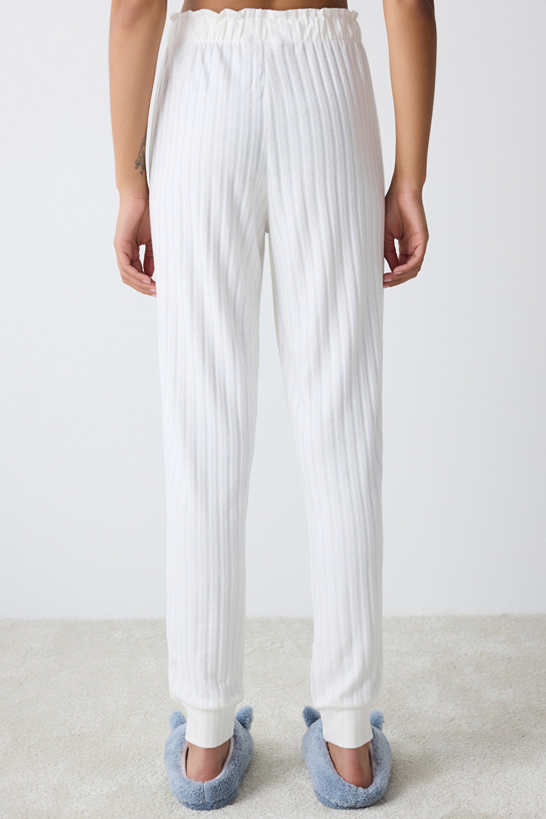 Warm Hearts Rib Off White Trousers