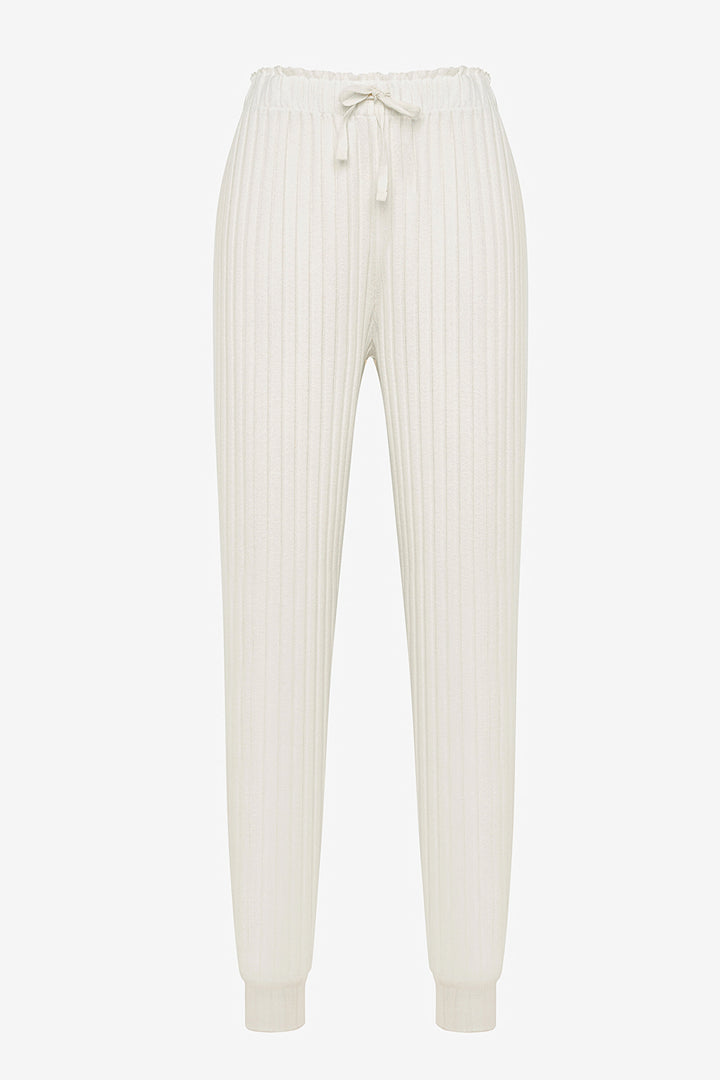 Warm Hearts Rib Off White Trousers