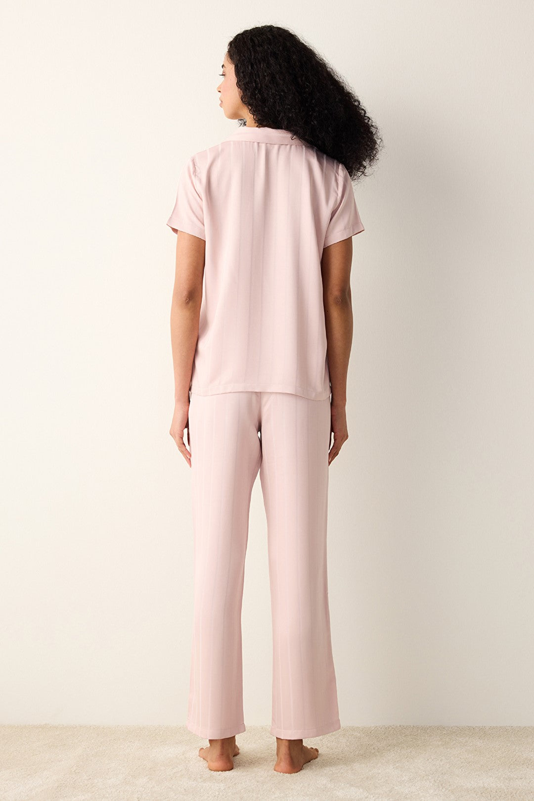 Margot Satin Pink Shirt Pants Pajama Set