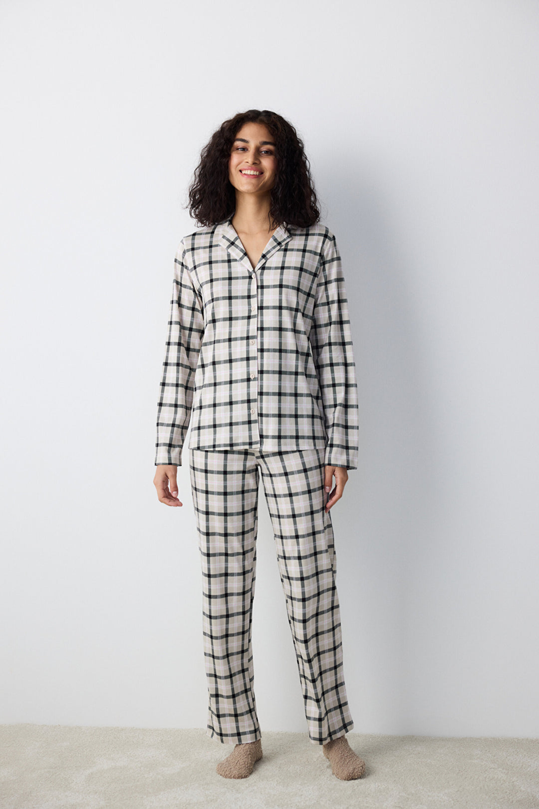 Cotton Alia Gray Shirt Pants Pajama Set