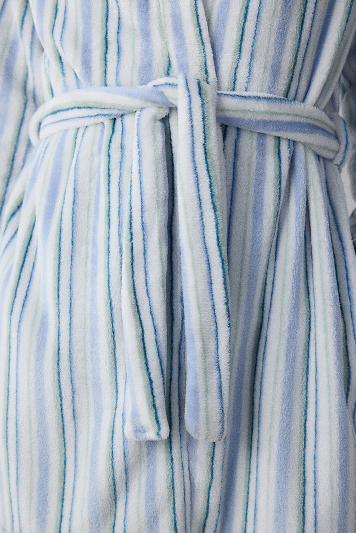 Cozy Striped Light Grey Dressing Gown