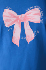 Fancy Bows Pants Blue Pajama Set