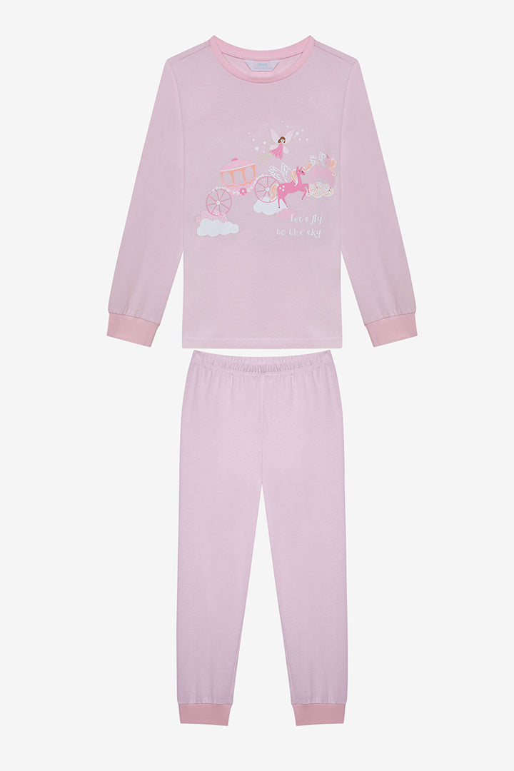 Cotton Girls Fly 2-Piece Multicolored Pajama Set