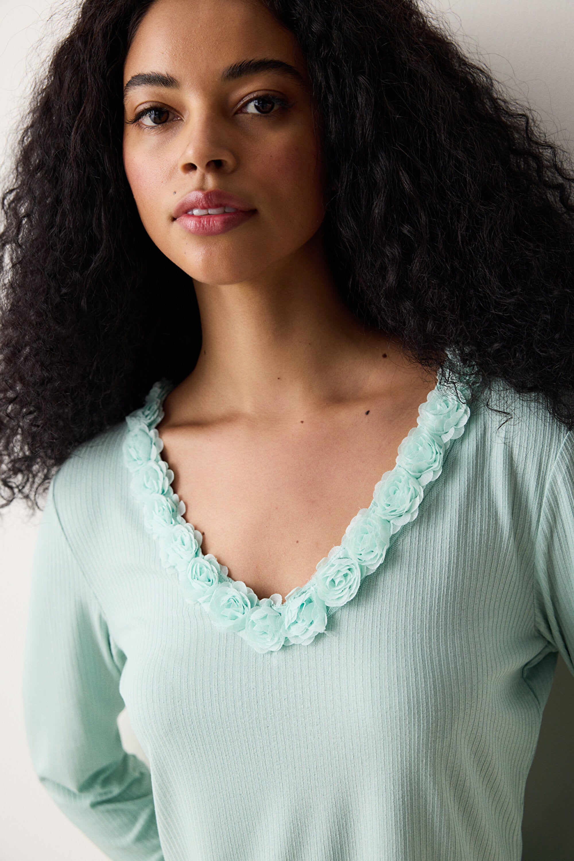 Marina Solid T-Shirt Light Green Pajama Top