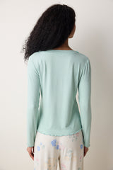Marina Solid T-Shirt Light Green Pajama Top