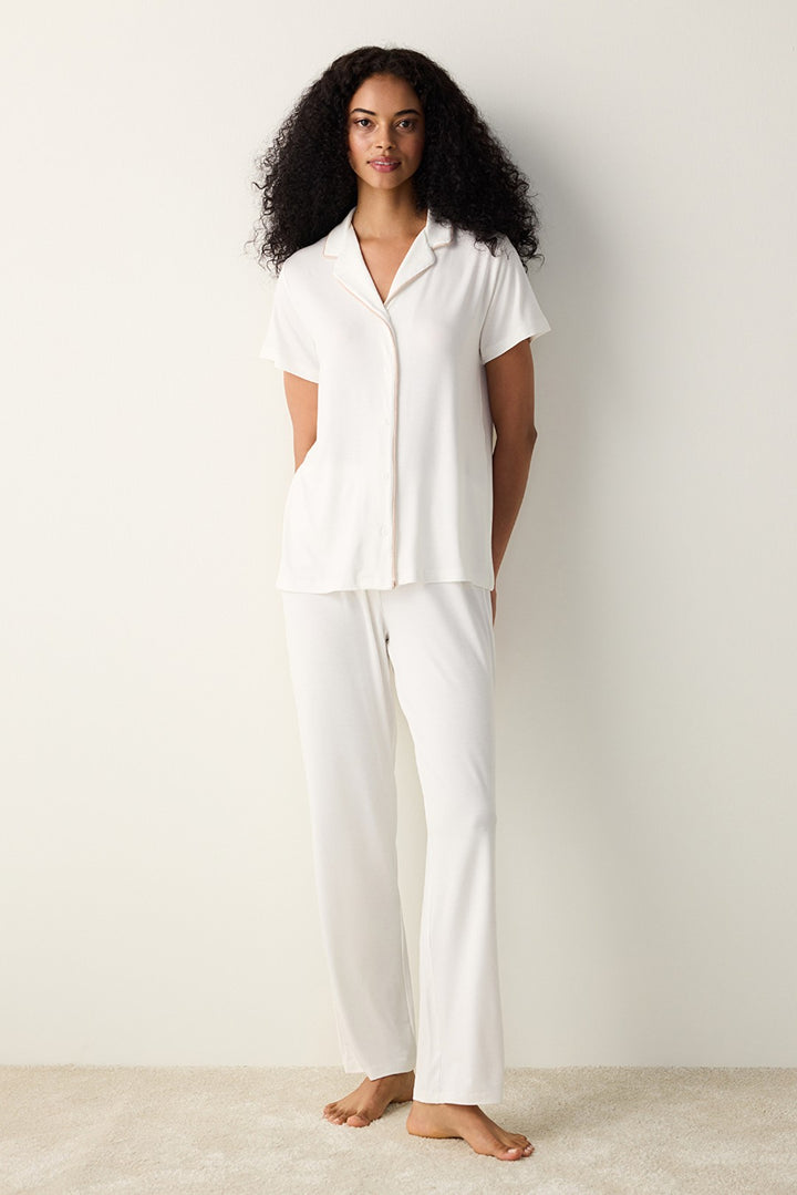 Lilah Shirt Pants White Pajama Set