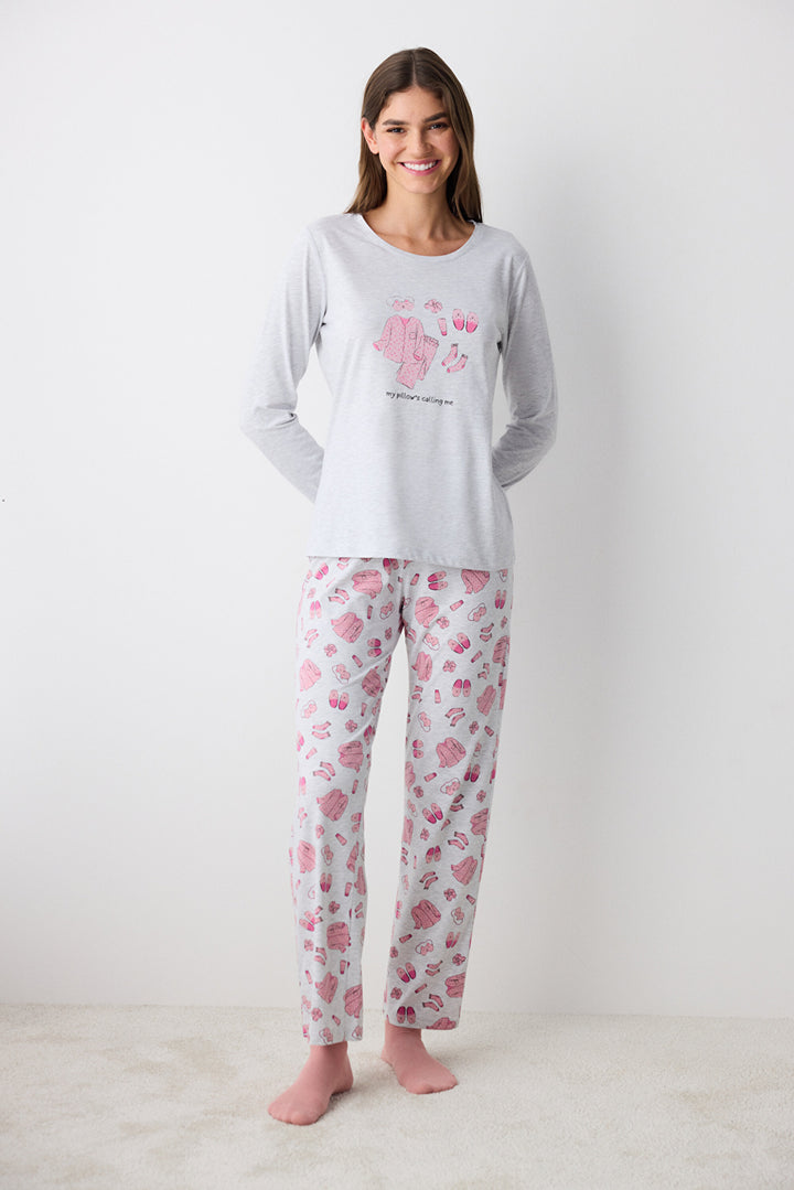 Sleep Time Light Grey Trouser Pajama Set