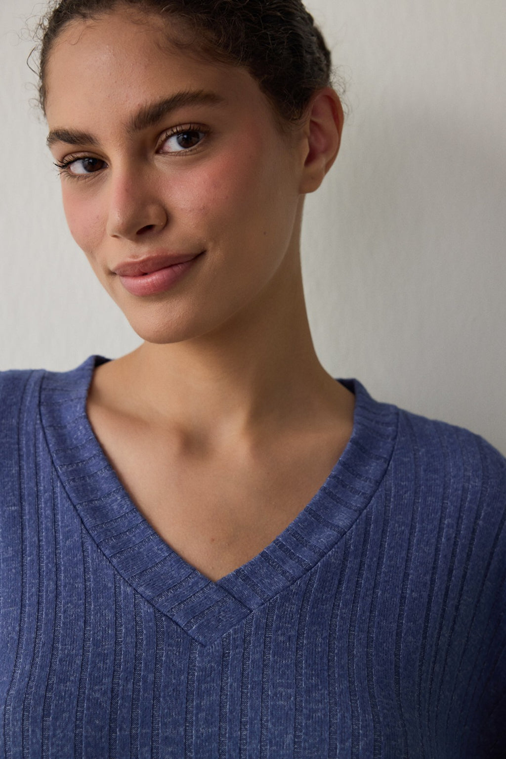 Navy Cozy V-Neck Long Sleeve Pajama Set