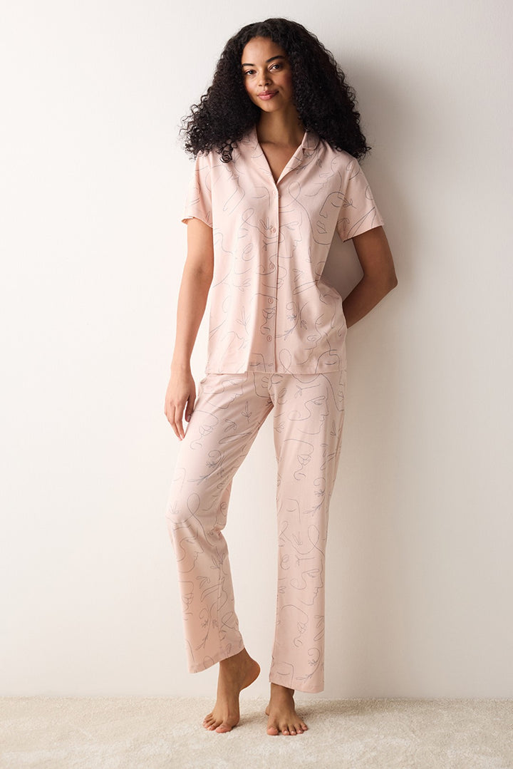 Maise Pink Pink Shirt Pants Pajama Set