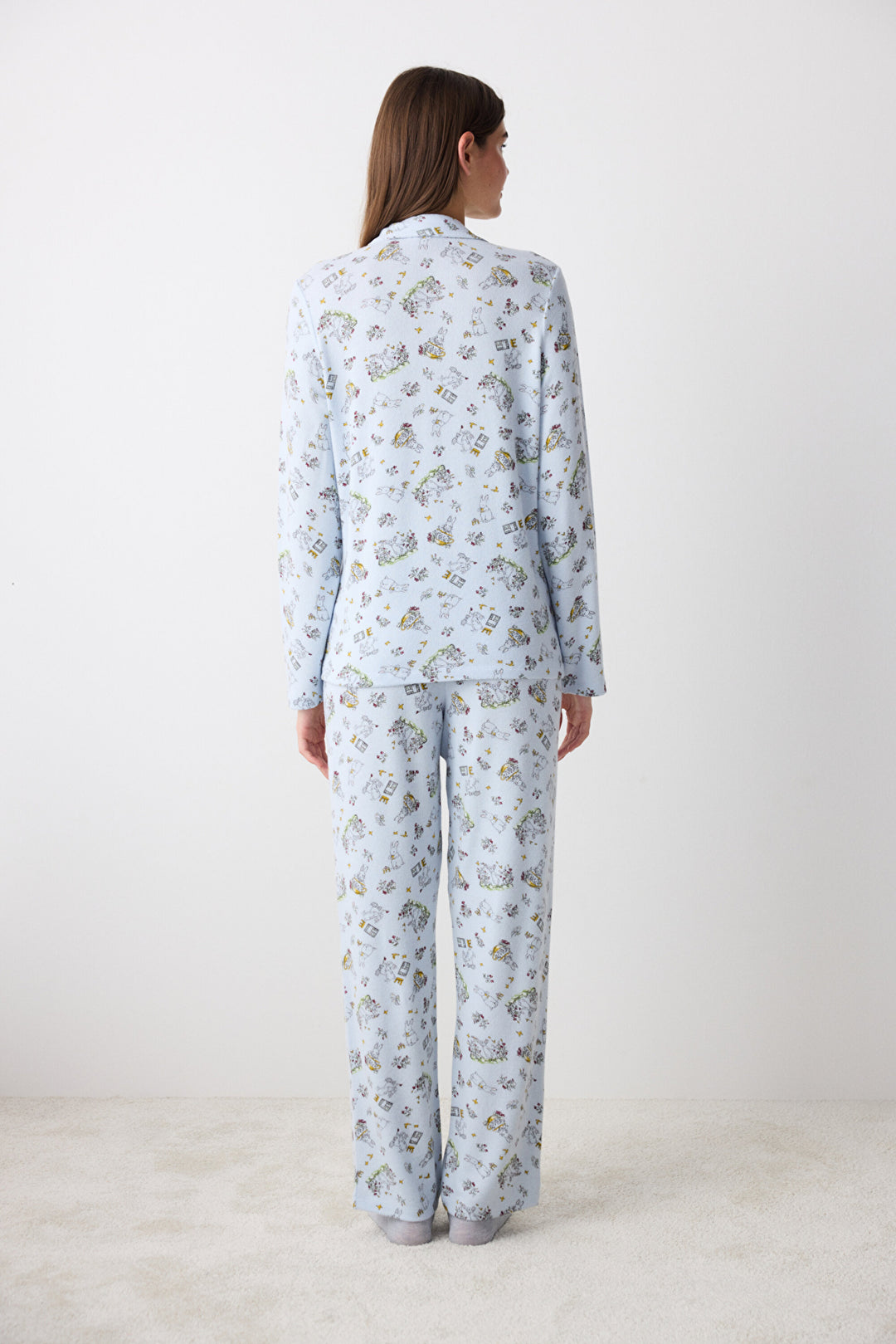 Lazy Weekend Light Blue Shirt Pants Pajama Set