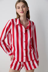 Lilah Striped Shirt Shorts Striped Red Pajama Set - Penti Loves Paris Collection